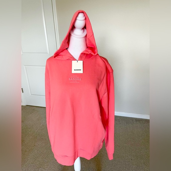NWT Sandro Boutique Hoodie in Coral Sizes XXL, XL